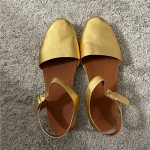 Fitflop Metallic Gold Flats with Ankle Strap